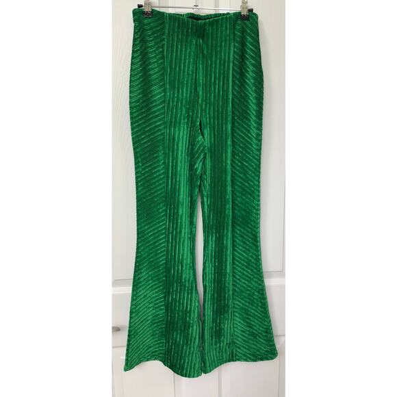 Free people ribbed velvet flare green pants XS bell bottom retro boho festival - Picture 5 of 10
